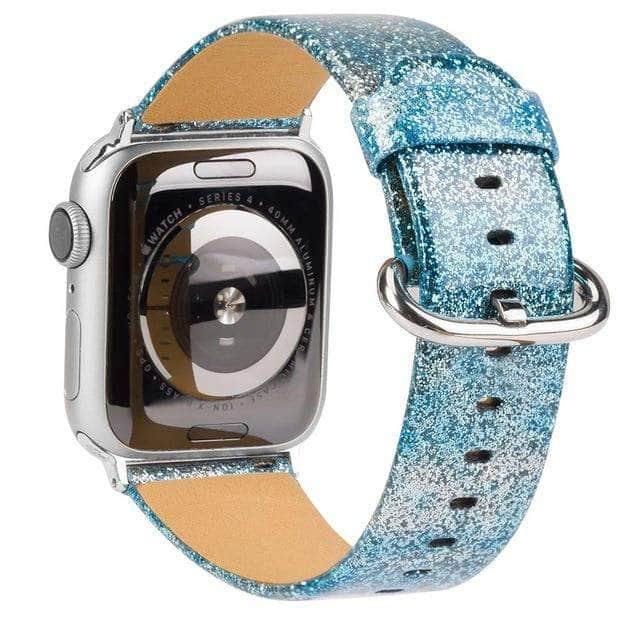 Leather Bling Diamond Band Apple Watch Band 6 5 4 3 2 SE 44/42/40/38 - CaseBuddy