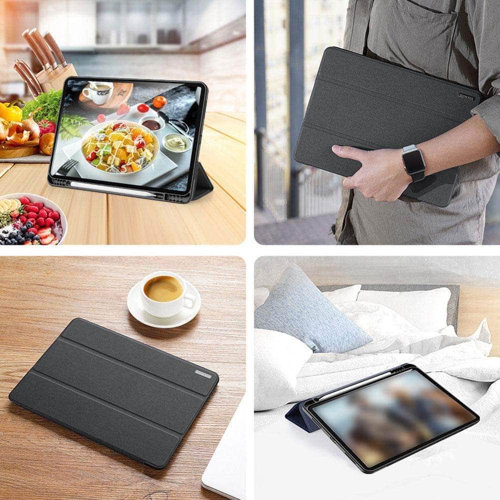 CaseBuddy Australia Casebuddy Leather iPad Pro 12.9 2021 Smart Sleep Wake DUX DUCIS Trifold Case