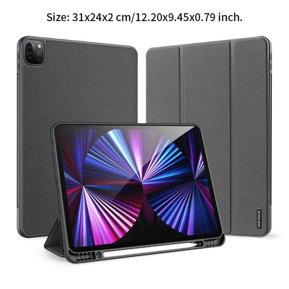 CaseBuddy Australia Casebuddy Leather iPad Pro 12.9 2021 Smart Sleep Wake DUX DUCIS Trifold Case