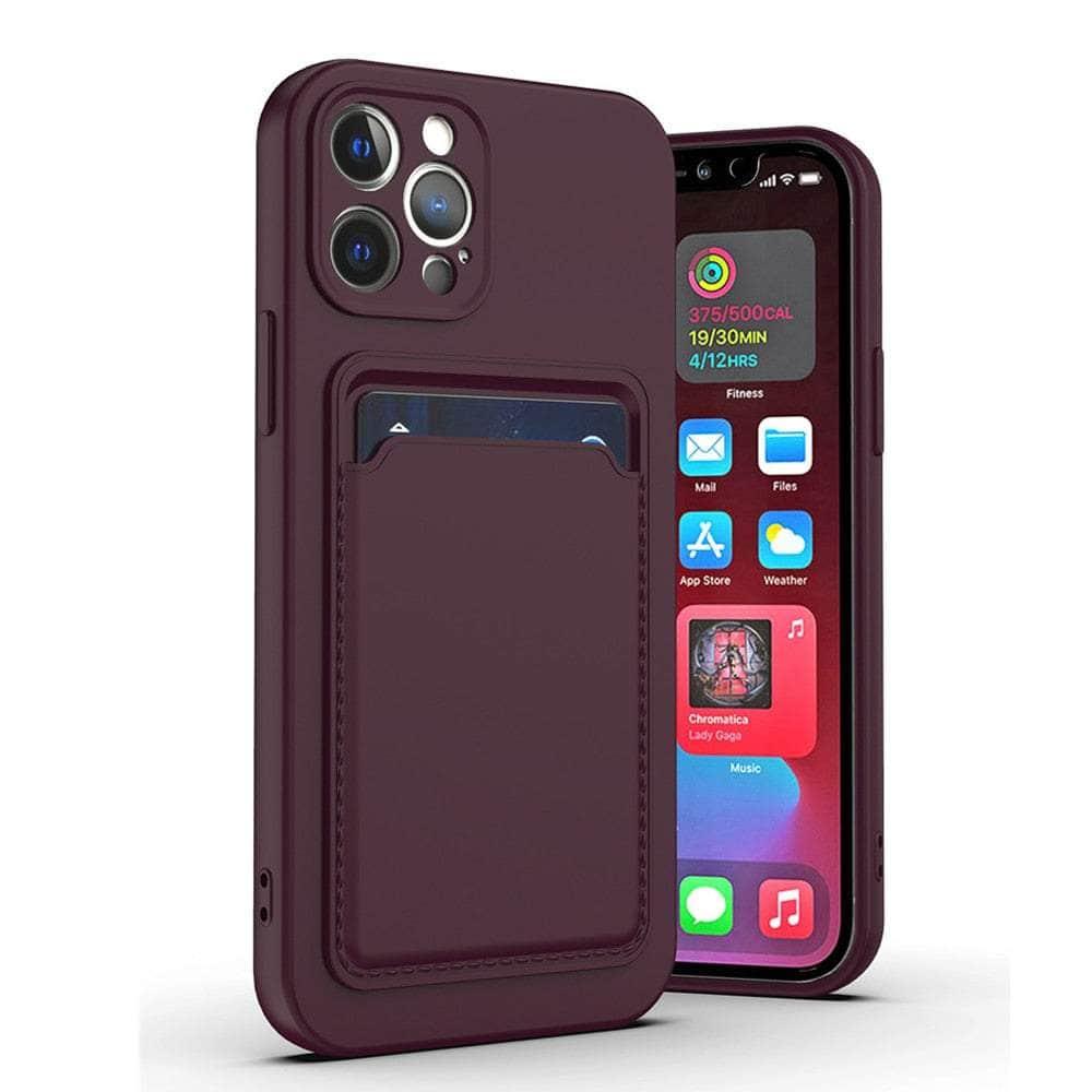 Casebuddy for iP 14 Pro Max / Plum Liquid Silicone iPhone 14 Pro Max Wallet Case