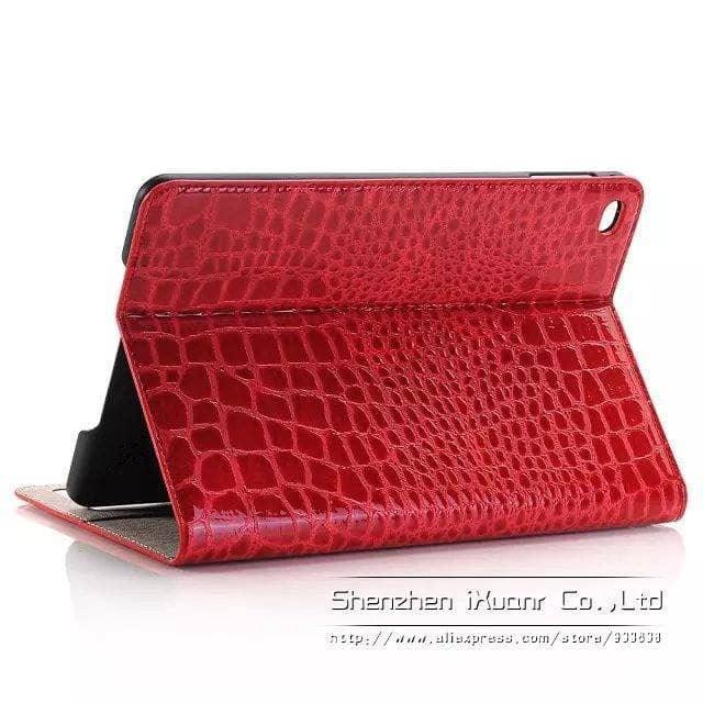 Luxury Crocodile Leather Look Case Apple iPad Mini 5 2019 Stand Cover Solid Magnet - CaseBuddy