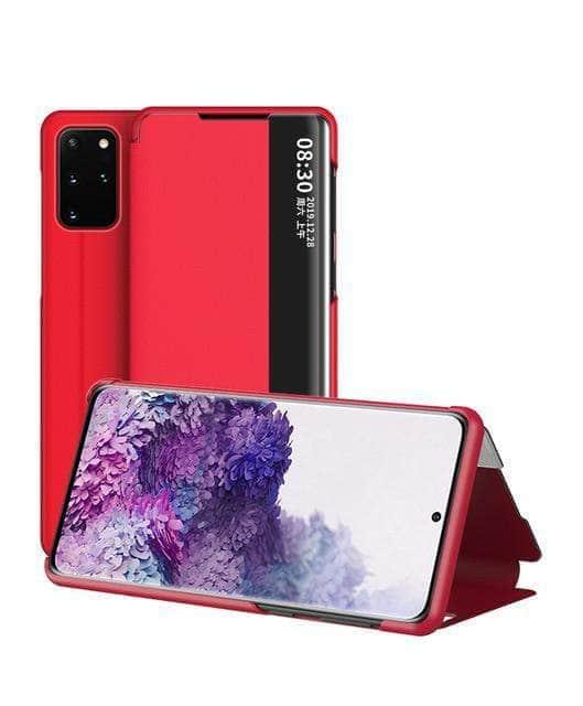 CaseBuddy Australia Casebuddy S21 / Red Luxury Smart Clear Window View S21 Flip Cover