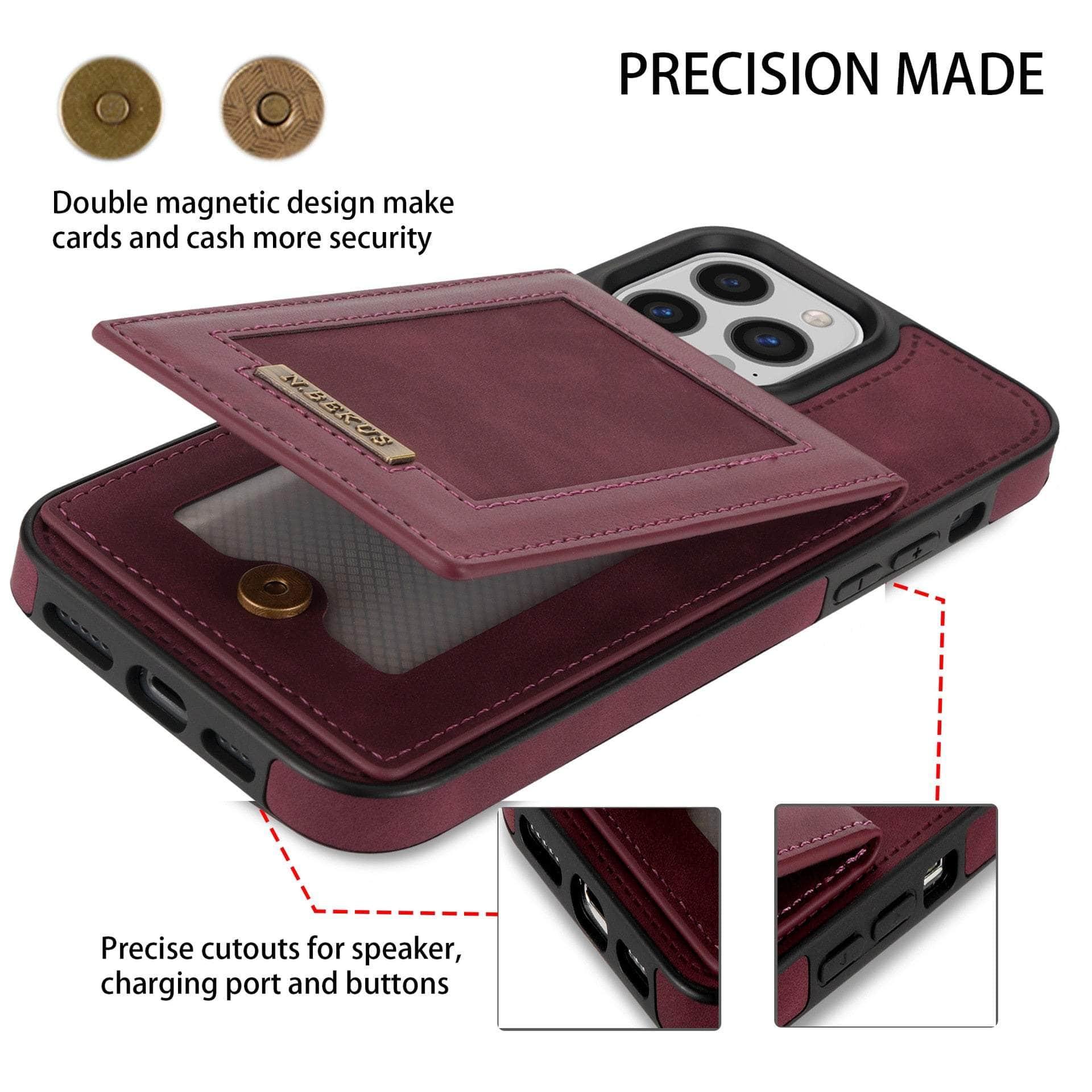 Casebuddy Luxury Vegan Leather iPhone 14 Plus Wallet Card Slots Holder