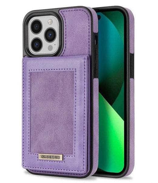 Casebuddy zi / iPhone 14 Pro Luxury Vegan Leather iPhone 14 Pro Wallet Card Slots Holder