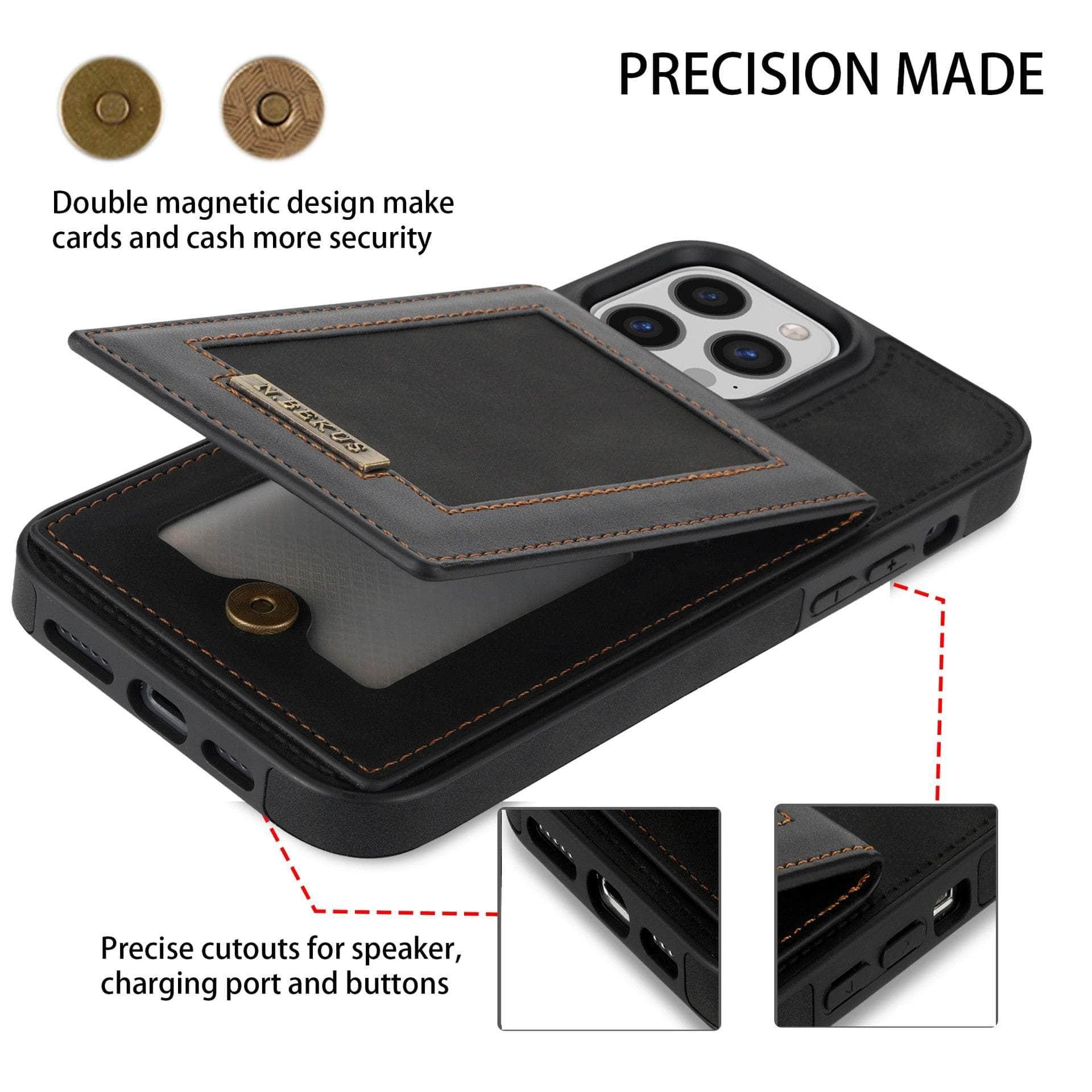 Casebuddy Luxury Vegan Leather iPhone 14 Pro Wallet Card Slots Holder