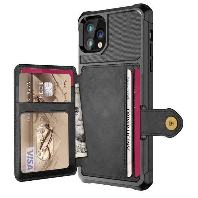 CaseBuddy Australia Casebuddy for iPhone 13 / Black Luxury Wallet iPhone 13 & 13 Pro Cards Case