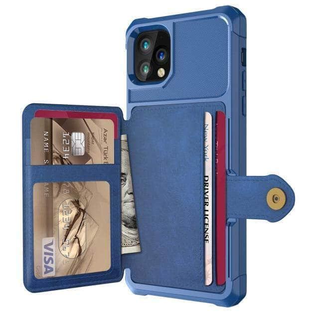 CaseBuddy Australia Casebuddy iPhone 13 Pro / Blue Luxury Wallet iPhone 13 Pro Cards Case