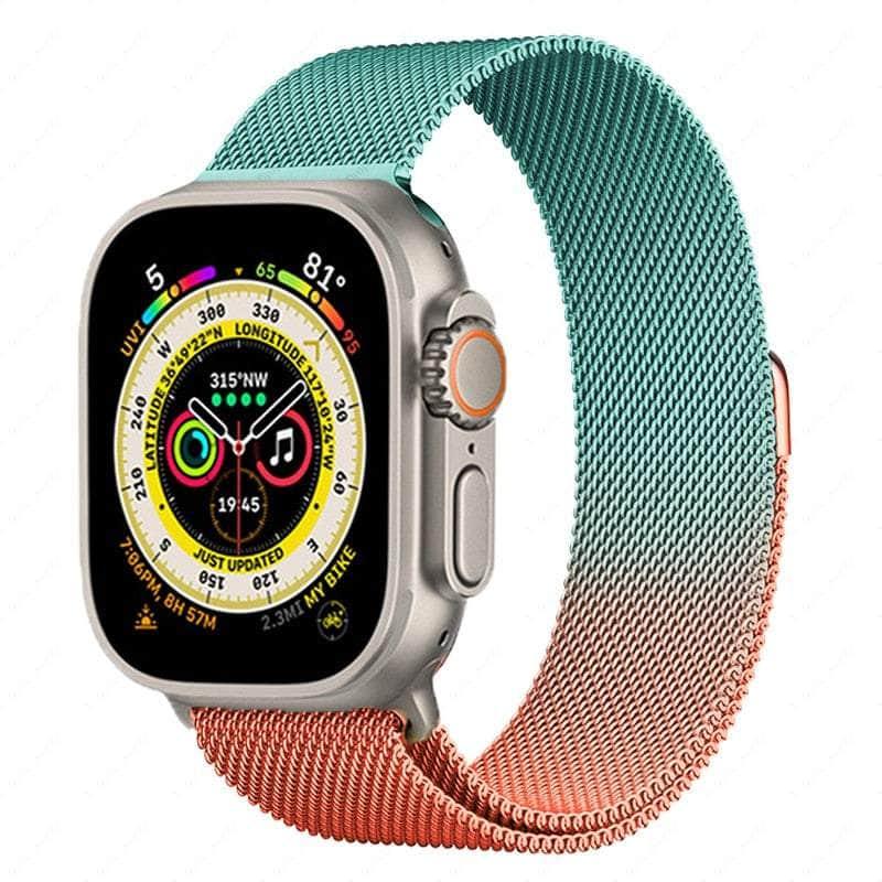 Casebuddy Light blue orange / 42mm -44mm-45mm-49mm Magnetic Strap Apple Watch Ultra 8 7 6 SE 5 4 3