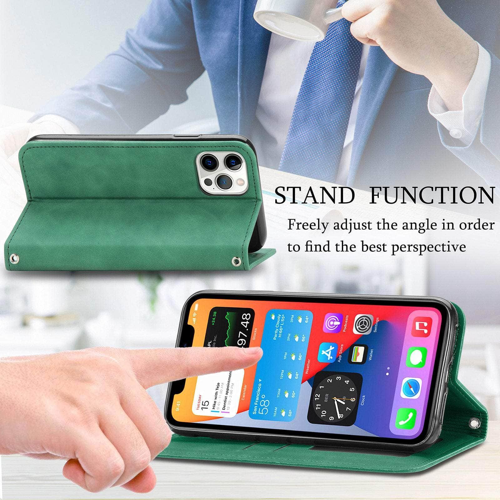 CaseBuddy Australia Casebuddy Matte Leather Case For iPhone 13 12 11 Pro Mini XR XS Max X 8 7 6s 6 Plus Flip Book Case Cover For Apple iPhone SE 2022 2020