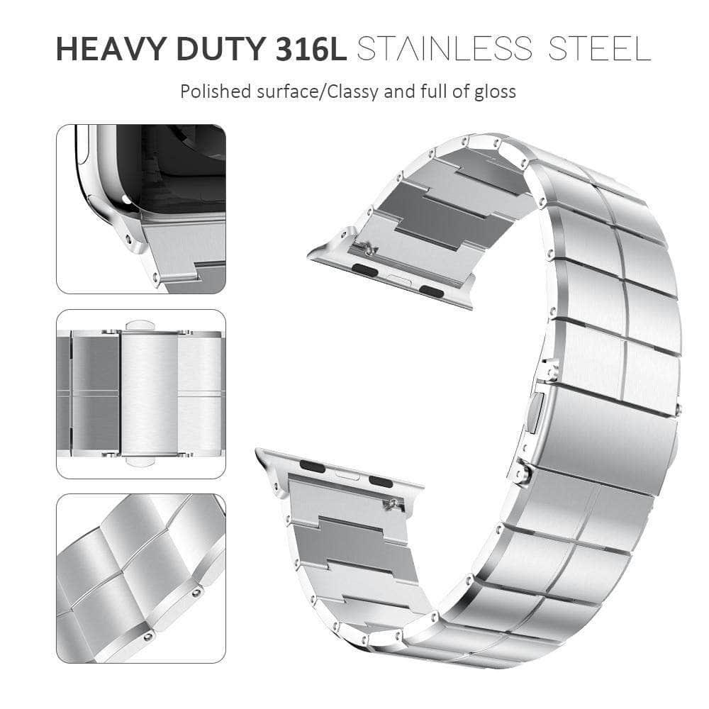 Metal Strap Apple Watch 6 5 4 3 2 SE 44/42/40/38 Band Stainless Steel Link Bracelet - CaseBuddy