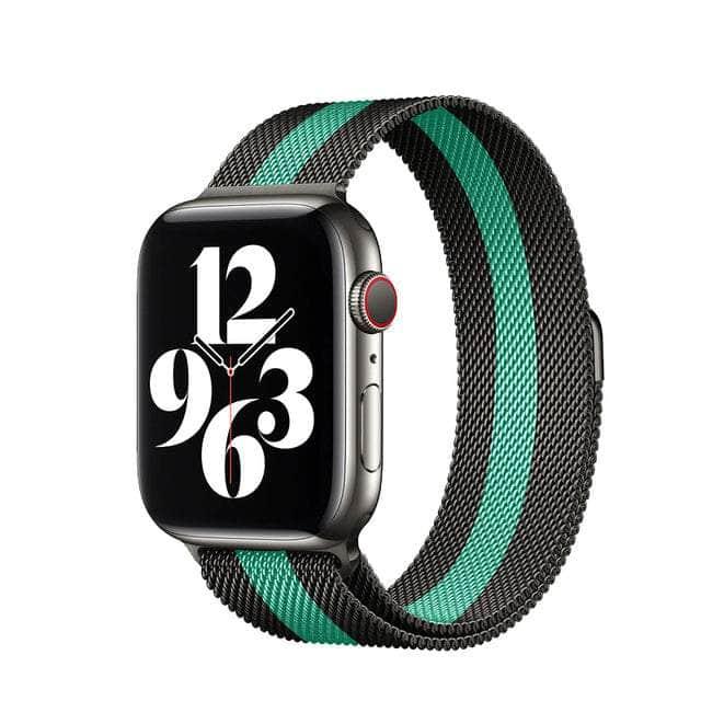 CaseBuddy Australia Casebuddy Black and green / 42mm 44mm 45mm Nylon Loop Watch Strap Apple Watch 38/40/41mm 42/44/45mm Band