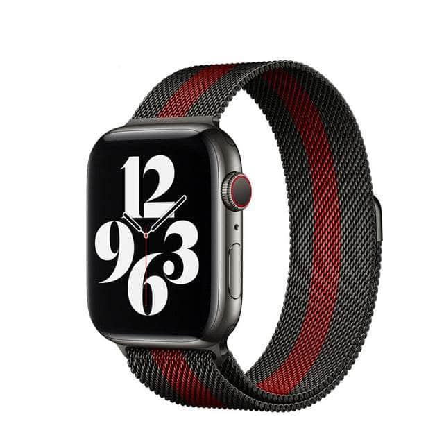 CaseBuddy Australia Casebuddy Black and red / 42mm 44mm 45mm Nylon Loop Watch Strap Apple Watch 38/40/41mm 42/44/45mm Band