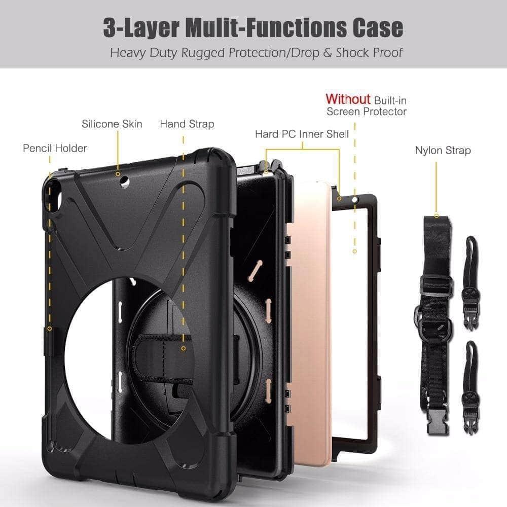 CaseBuddy Casebuddy Premium Armor Shockproof Hand Shoulder Strap Case iPad Air 3 2019 with Pencil Holder