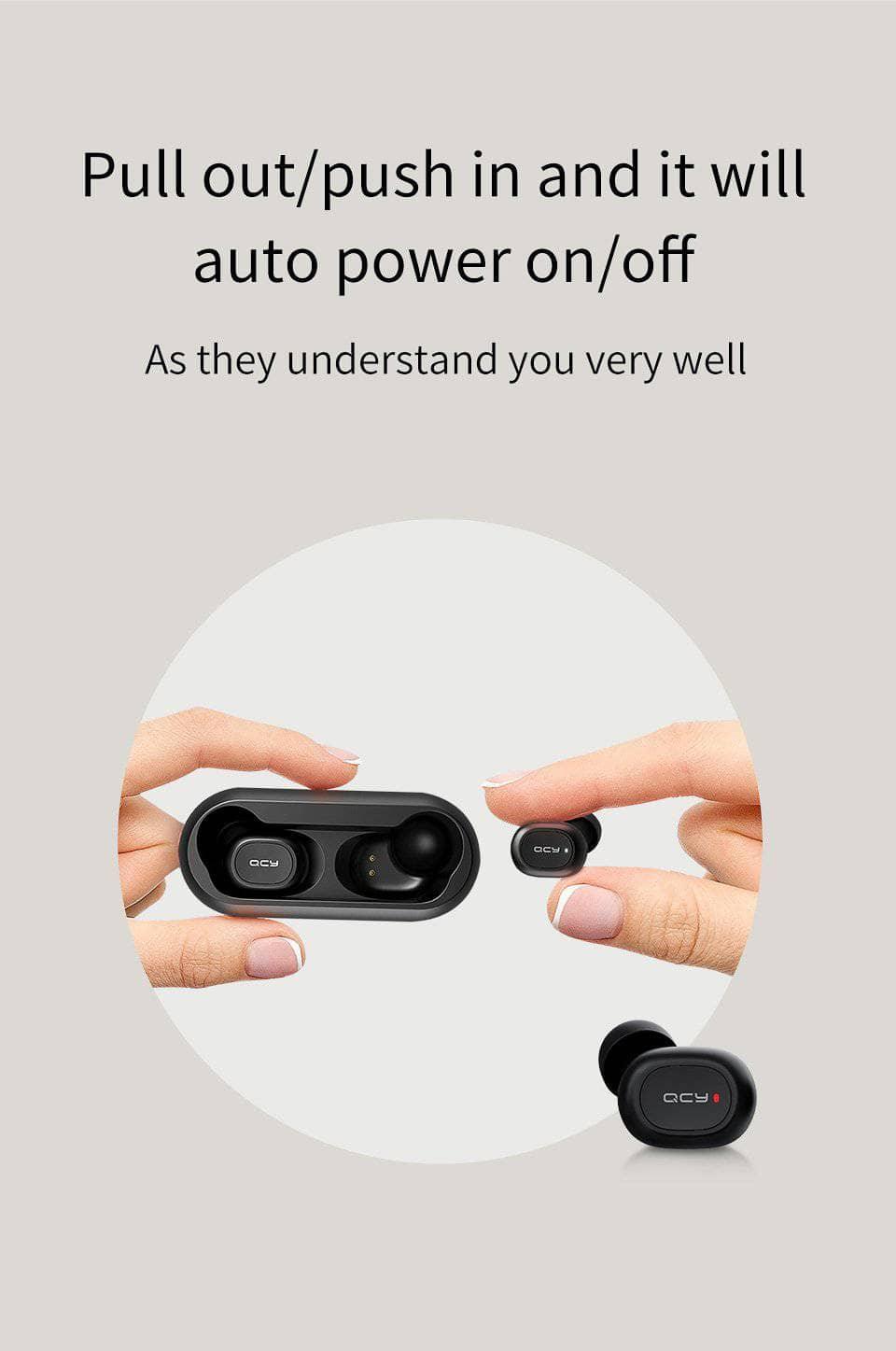 QCY QS1 T1C Mini Dual V5.0 Bluetooth Earphones True Wireless Headsets 3D Stereo Sound - CaseBuddy