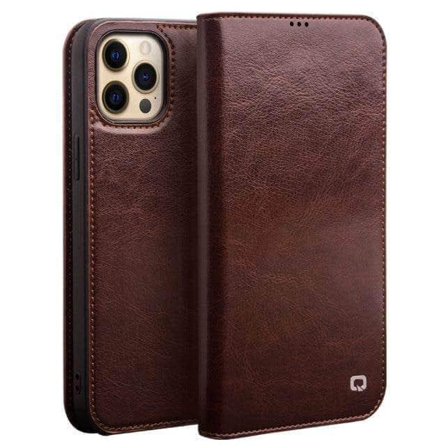 CaseBuddy Australia Casebuddy for i13 Mini / Brown QIALINO Genuine iPhone 13 Mini Leather Case