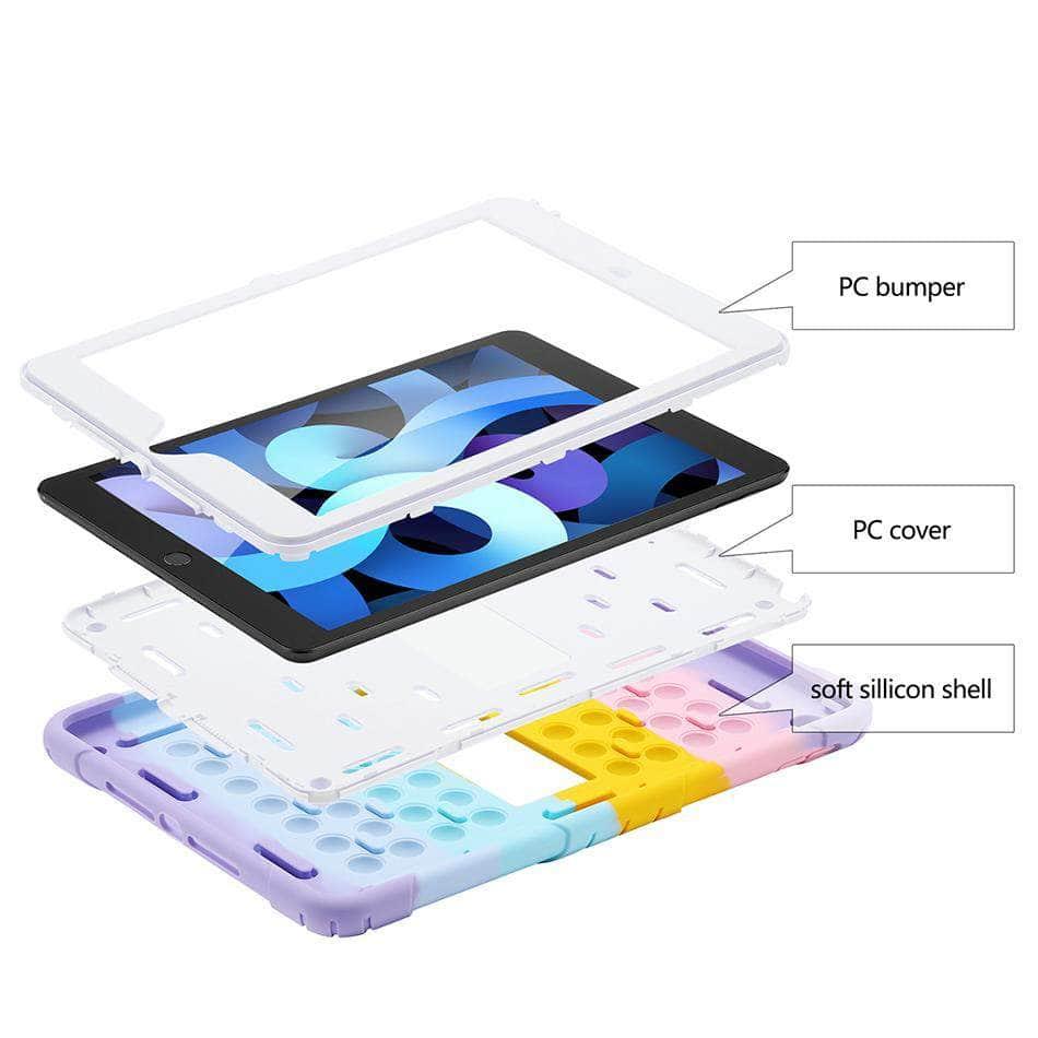 CaseBuddy Australia Casebuddy Rainbow Bubble Silicone iPad Air 4 Case Anti-Anxiety Stress Relief