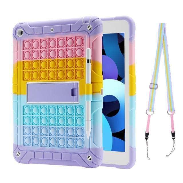 CaseBuddy Australia Casebuddy Violet / iPad Air 5 2022 Rainbow Bubble Silicone iPad Air 5 2022 Case Anti-Anxiety Stress Relief