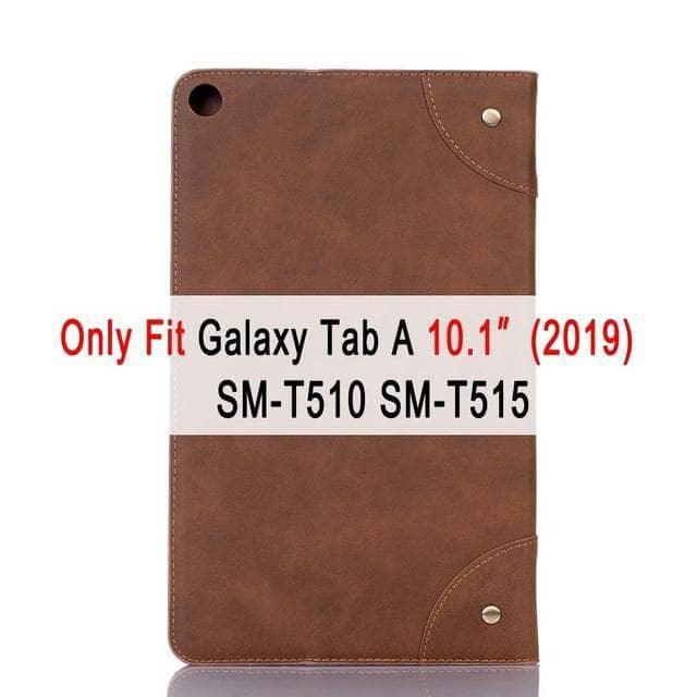 Retro Leather Flip Book Case Galaxy Tab A 10.1 2019 T510 T515 Stand Card Slot - CaseBuddy