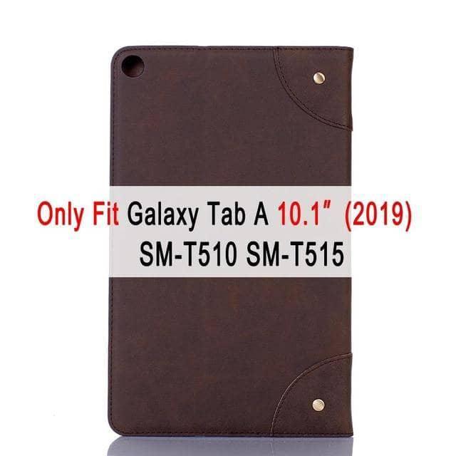 Retro Leather Flip Book Case Galaxy Tab A 10.1 2019 T510 T515 Stand Card Slot - CaseBuddy