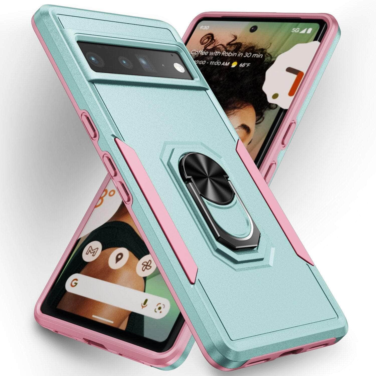 Casebuddy green pink / for Pixel 6 Ring Bracket Heavy Duty Pixel 6 Case