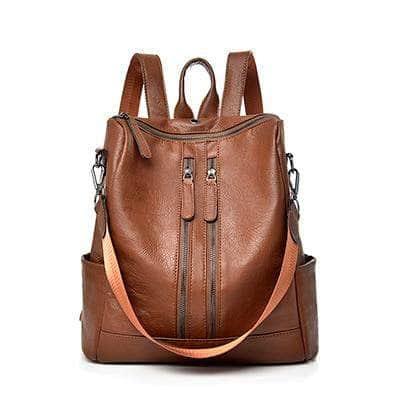 CaseBuddy Australia Casebuddy Brown Saiten Leather Women Backpack Casual School Teenager Multifunction