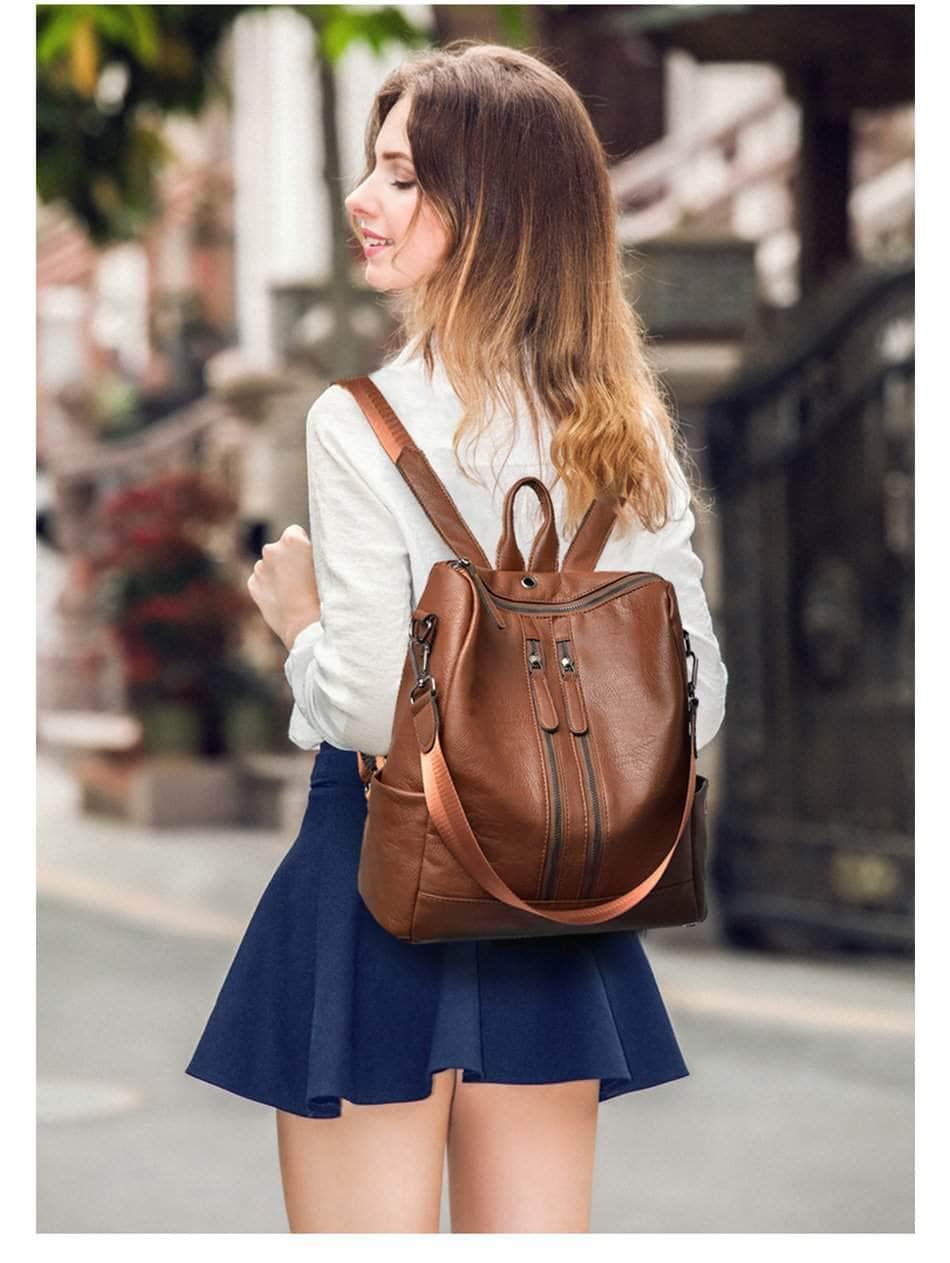 CaseBuddy Australia Casebuddy Saiten Leather Women Backpack Casual School Teenager Multifunction