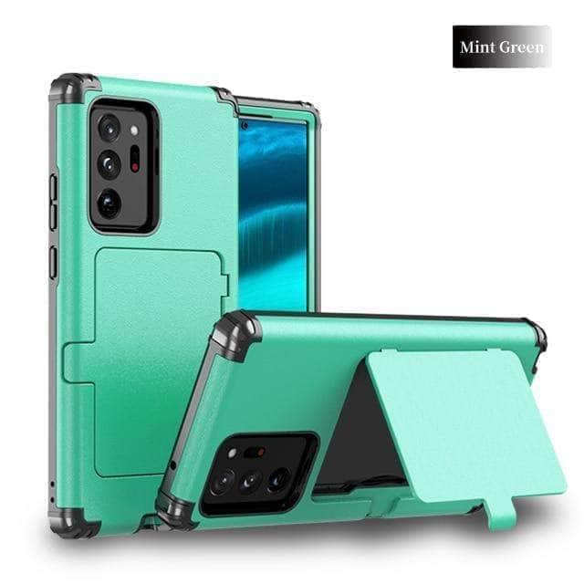 CaseBuddy Australia Casebuddy Note 20 / Green Samsung Galaxy Make up Mirror Armor Case Card Slots Holder Cover