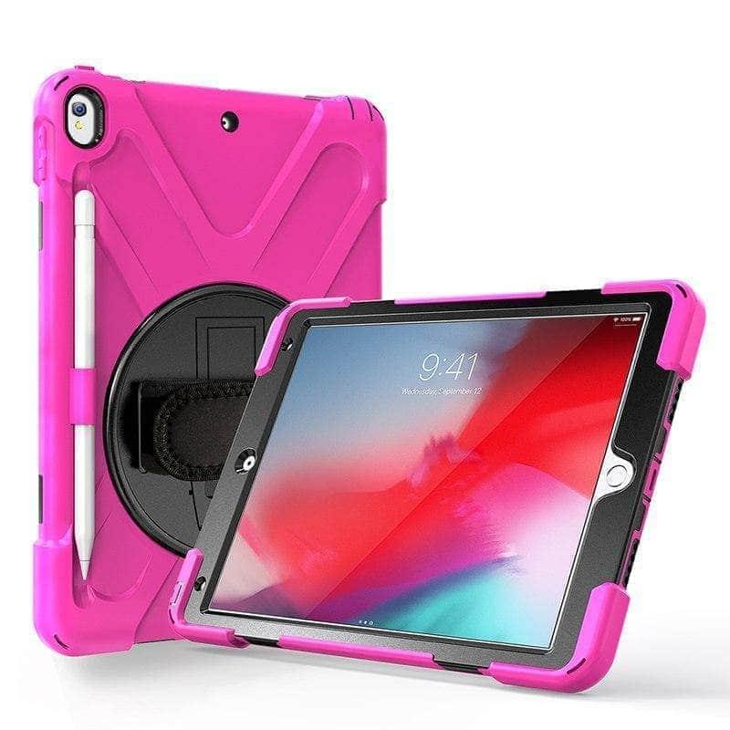 CaseBuddy Casebuddy Shockproof 360 Rotating Silicone Back Cover with Hand Strap Pen Slot iPad Air 3