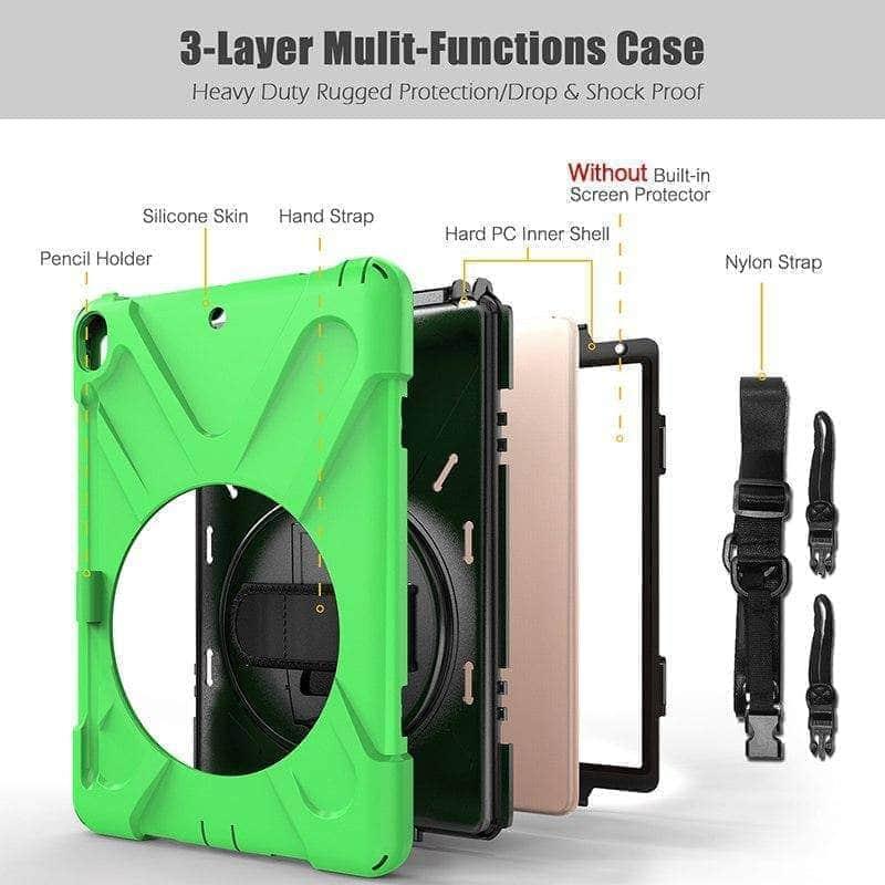 CaseBuddy Casebuddy Shockproof 360 Rotating Silicone Back Cover with Hand Strap Pen Slot iPad Air 3