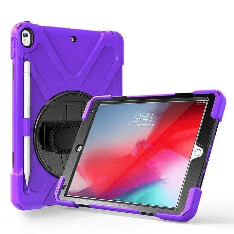 CaseBuddy Casebuddy Shockproof 360 Rotating Silicone Back Cover with Hand Strap Pen Slot iPad Air 3