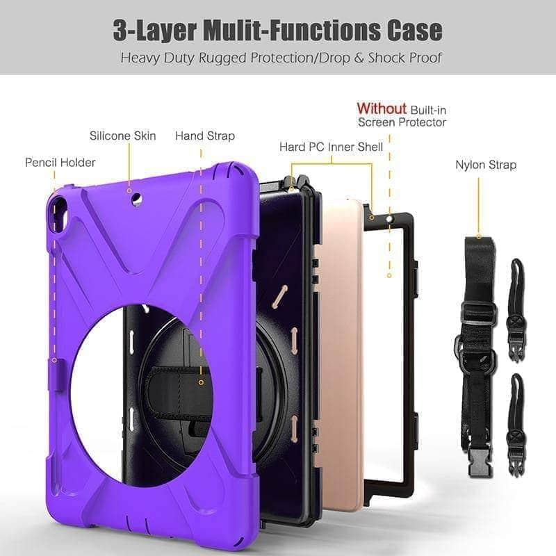 CaseBuddy Casebuddy Shockproof 360 Rotating Silicone Back Cover with Hand Strap Pen Slot iPad Air 3