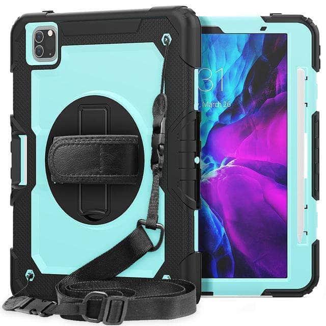 CaseBuddy Australia Casebuddy Black Light blue Shockproof Armor Heavy iPad Pro 11 2020 Protective Rugged Stand Case