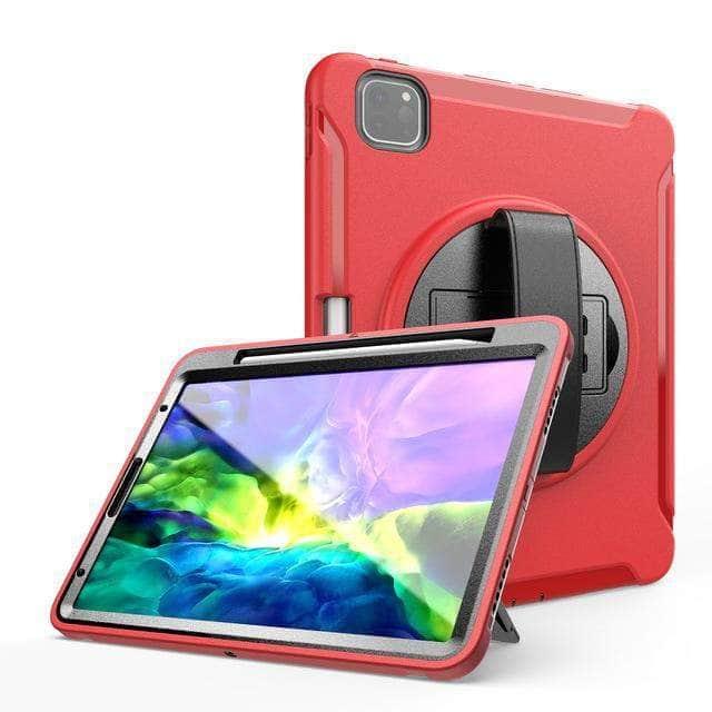 CaseBuddy Australia Casebuddy Red / iPad Pro 12.9 2020 Shockproof Armor iPad Pro 11 12.9 2020 Pencil Holder Hand Strap Case