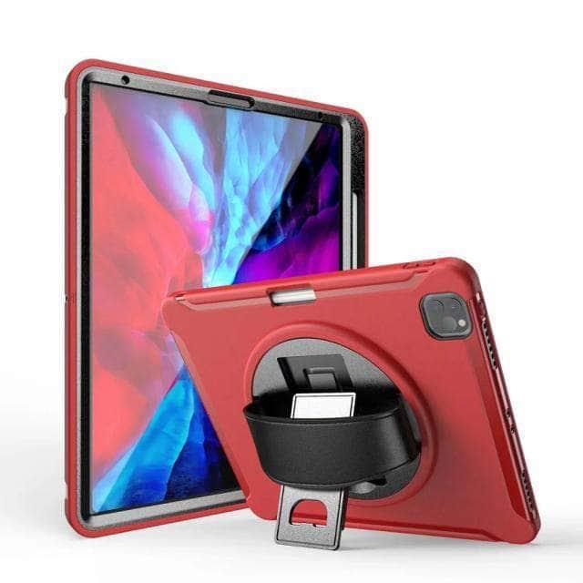 CaseBuddy Australia Casebuddy Red Shockproof Armor iPad Pro 12.9 2021 Pencil Holder Hand Strap Case