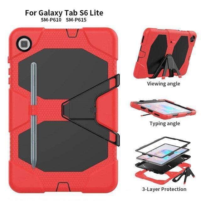 CaseBuddy Australia Casebuddy Red / Tab S6 10.4 P610 Shockproof Heavy Duty Stand Case Galaxy Tab S6 Lite 10.4 P610 P615