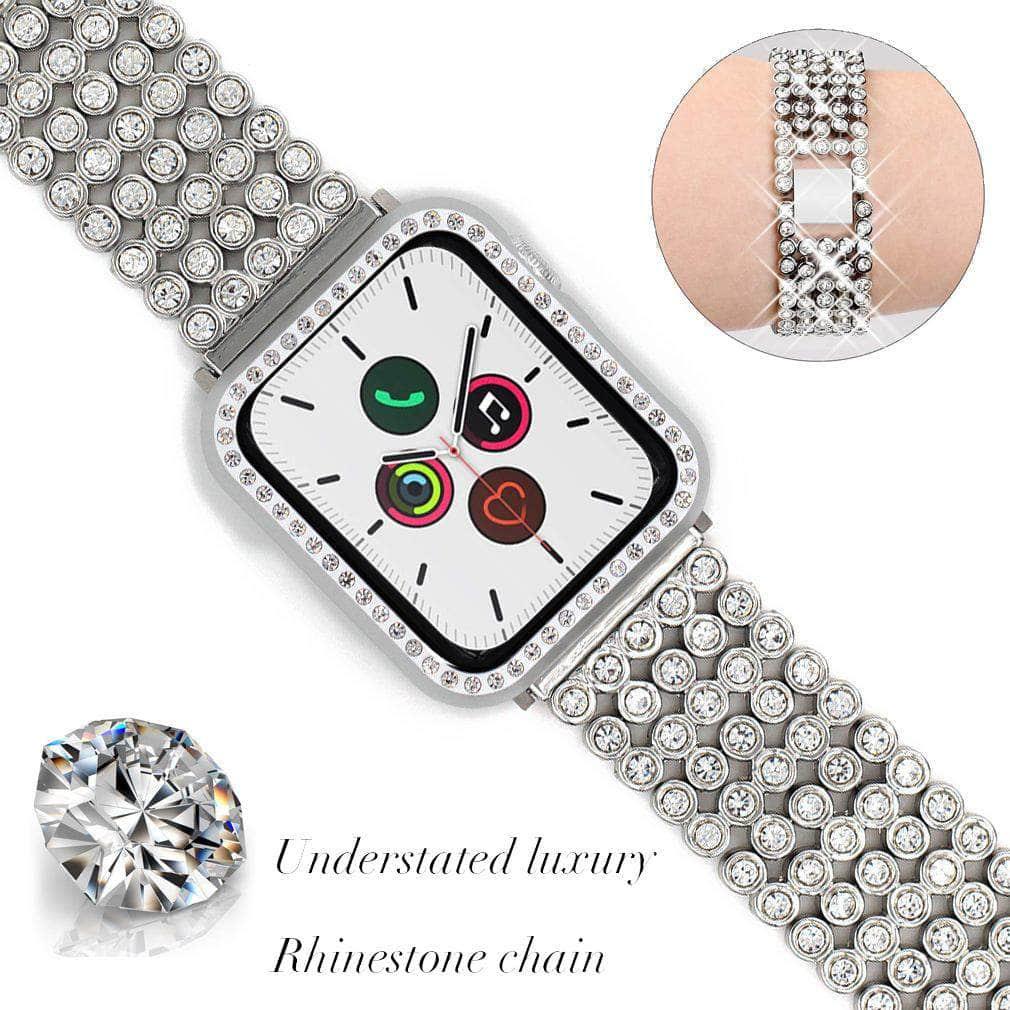 Stainless Steel Bracelet Diamond Case Apple Watch 6 5 4 3 2 SE 44/42/40/38 - CaseBuddy