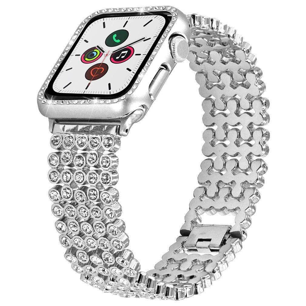 Stainless Steel Bracelet Diamond Case Apple Watch 6 5 4 3 2 SE 44/42/40/38 - CaseBuddy