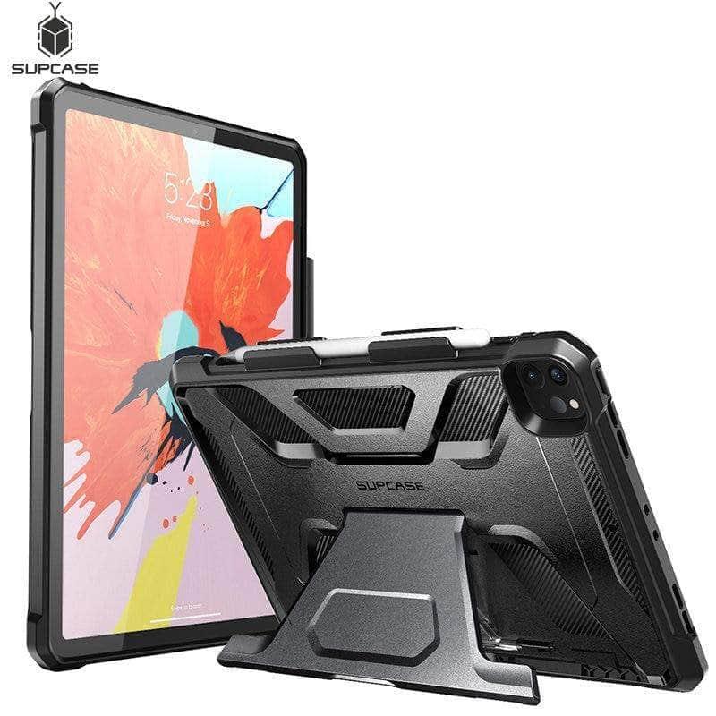 CaseBuddy Australia Casebuddy Black SUPCASE iPad Pro 12.9 Case 2021 UB Full-Body Rugged Rubber Kickstand Cover