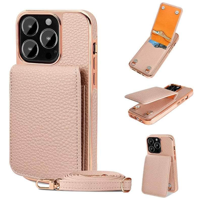 Casebuddy Pink / For iphone 14 promax Vietao Luxury Leather Wallet iPhone 14 Pro Max Cover