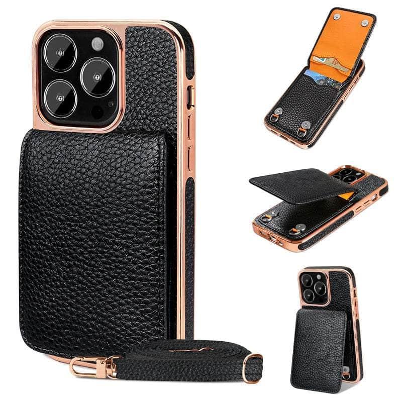 Casebuddy Black / For iphone 14 promax Vietao Luxury Leather Wallet iPhone 14 Pro Max Cover